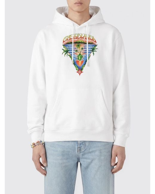 Casablanca White Printed Organic Cotton Hoodie for men