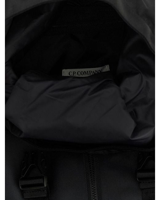 C P Company Black Polyamide Backpack With Logo for men