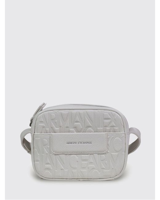 ARMANI EXCHANGE Gray Grained Synthetic Leather Bag With Embossed Logo