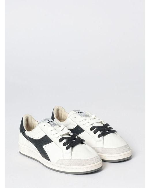 Diadora White Prestige Used Leather Sneakers for men