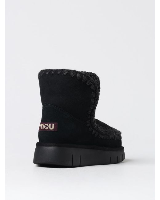 Mou Black Flat Ankle Boots