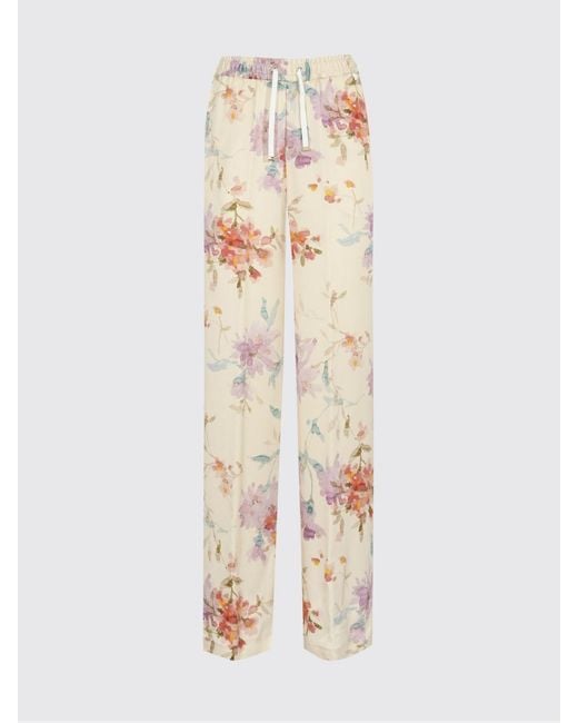 Herno Pink Floral Print Straight-Leg Trousers