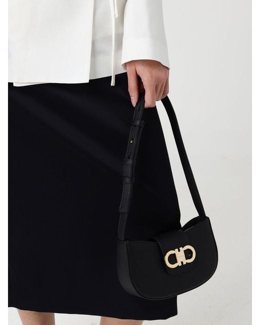 Ferragamo White Gabry Mini Hammered Leather Bag