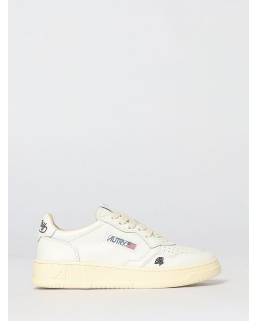 Autry Natural Medalist Low Leather Sneakers With Shell Embroidery
