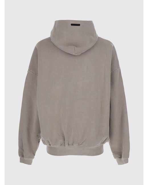 Fear Of God Gray Cotton Hoodie With Logo And Dropped Shoulders for men