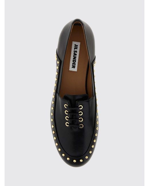 Jil Sander White Elyss Smooth Calfskin Ballet Flats With Embroidered Studs