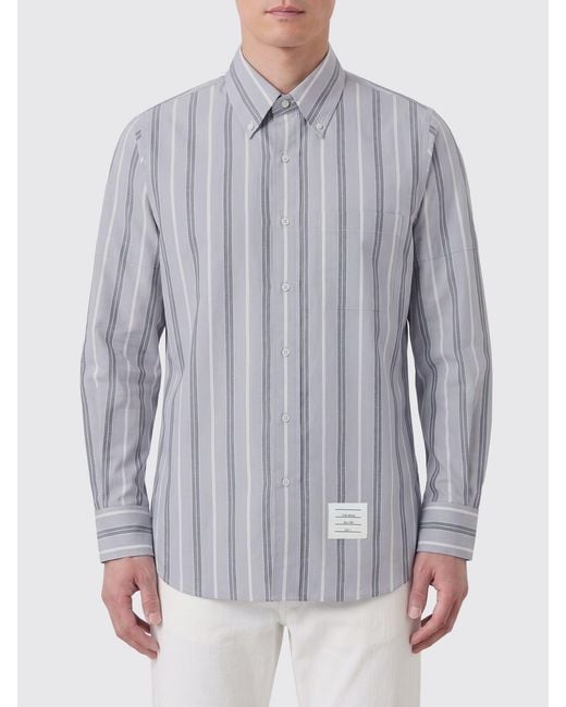 Thom Browne Blue Striped Cotton Classic Shirt for men