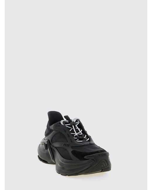 Fendi Black F-Light Leather And Nylon Sneakers
