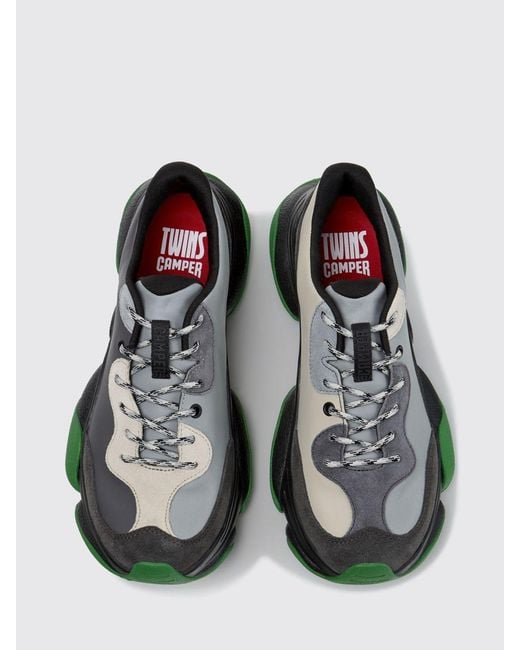 Camper Green Twins Bicolour Leather Trainers With Vibram Sole And Ortholite Insole for men