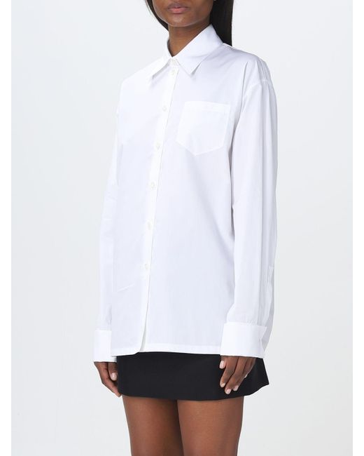Camicia in popeline di cotone di Prada in White