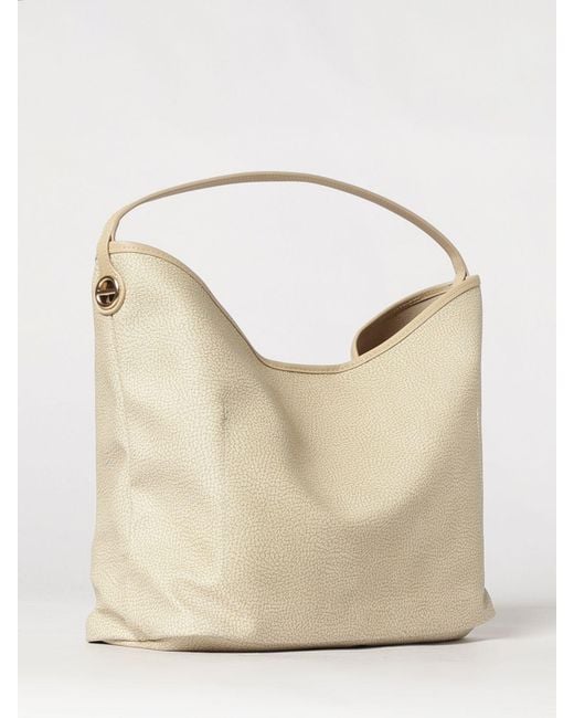 Borbonese Natural Polka Dot Recycled Nylon Hobo Bag With Magnetic Closure