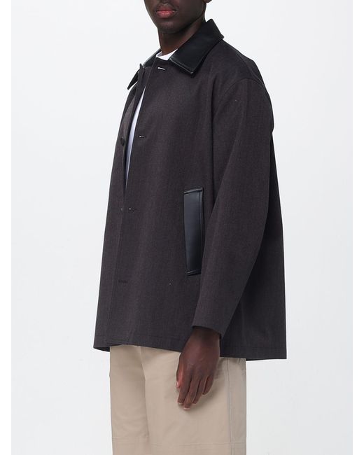 Studio Nicholson Blue Lamb Leather And Wool Coat for men