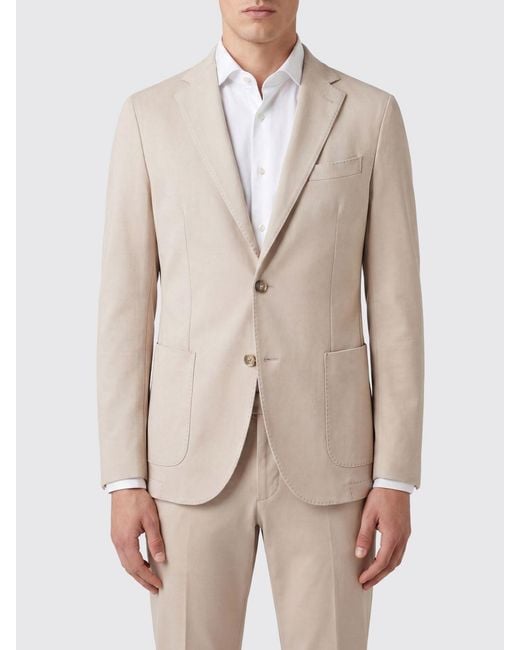 Circolo 1901 Natural Formal Single-Breasted Stretch Cotton Blazer With Two Buttons for men