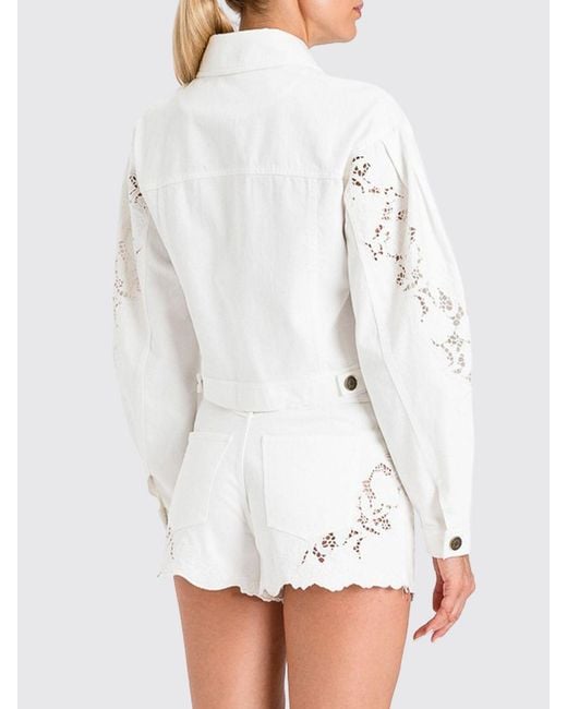 Twinset White Embroidered Cotton Jacket