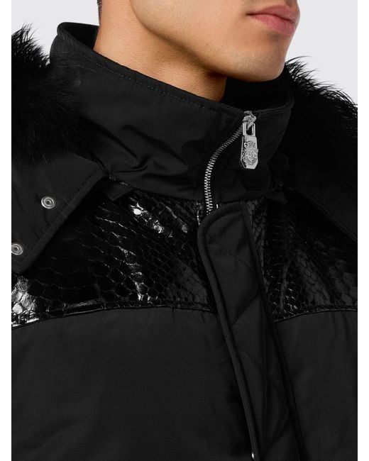 Billionaire Black Padded Nylon Hooded Parka for men