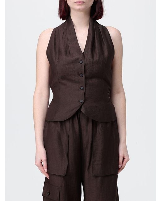 Tela Black Single Breasted Cotton Blend Vest