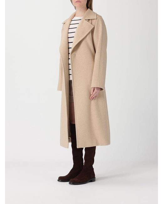Max Mara Natural Double-Breasted Wool Coat