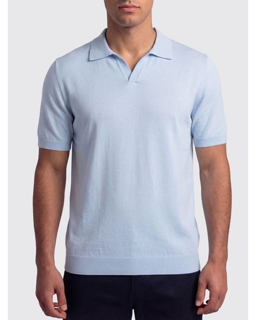 Tagliatore Blue Cotton Knit Polo Shirt for men
