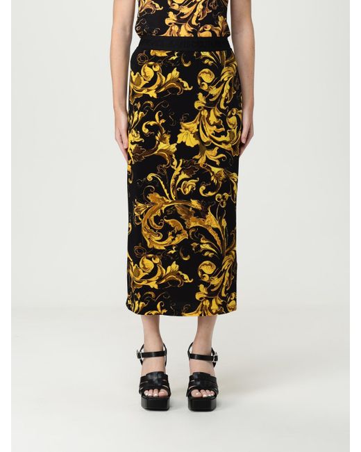 Versace Jeans Couture Metallic Barocco-Print Midi Skirt