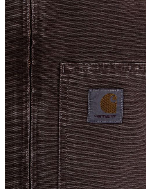 Carhartt Gray Og Arcan Cotton Shirt Jacket With Zip And Patch Pockets for men