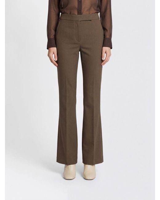 Max Mara Brown Mid-Rise Straight-Leg Tailored Linen-Blend Trousers