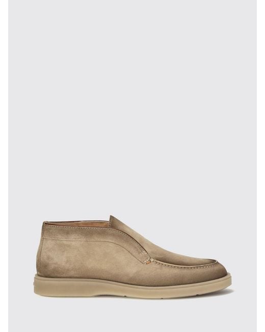 Santoni Natural Suede Calfskin Chelsea Boots With Elastic Inserts for men