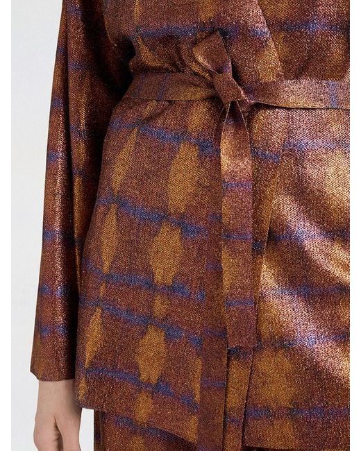 Momoní Brown Momon&Igrave Abstract Print Robe-Style Cardigan