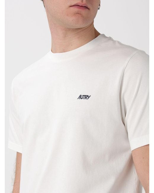 Autry White Basic Cotton T-Shirt With Logo for men