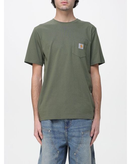 Carhartt Green Cotton Jersey T-Shirt With Logo for men