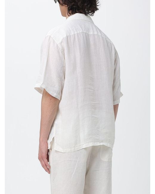 120% Lino White Casual Linen Shirt for men