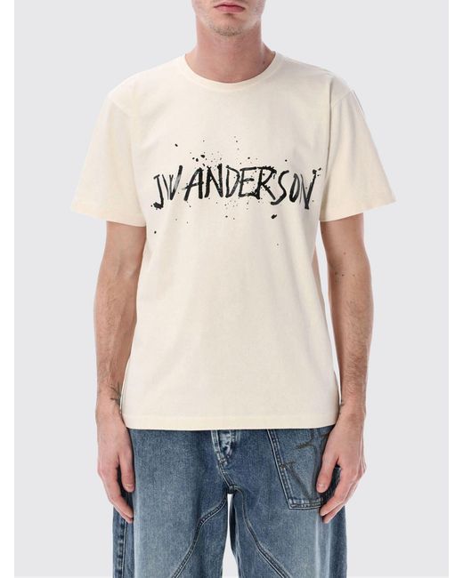 J.W. Anderson Blue Cotton Crew Neck T-Shirt With Logo for men