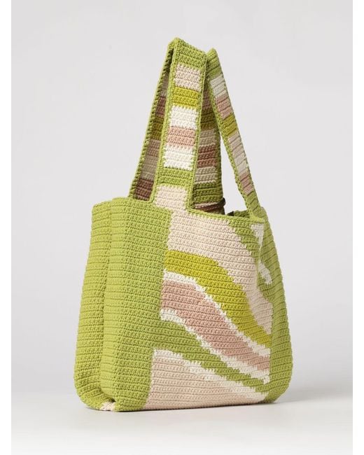 Lancel Yellow Summer Mania Crochet Cotton Bag