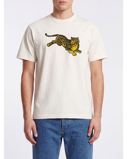 KENZO White Graphic Print Cotton Crewneck T-Shirt for men