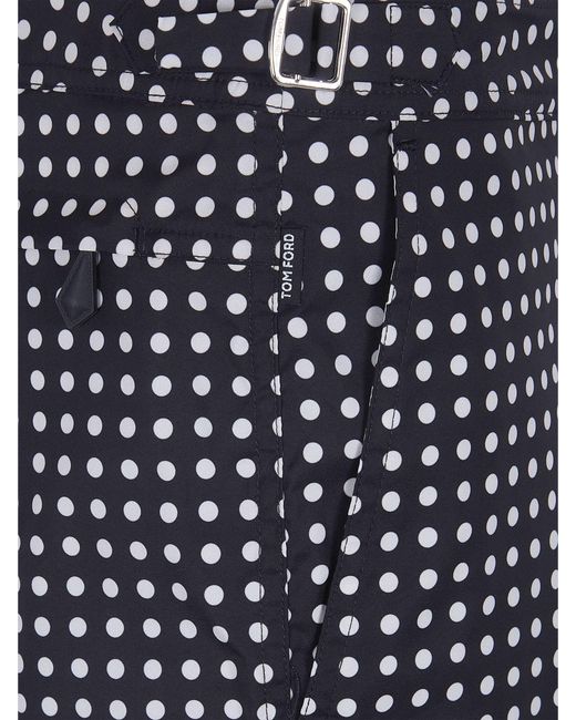 Tom Ford Blue Polyester Polka Dot Swimsuit for men