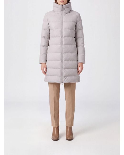 Herno Yellow Knee-Length Quilted Down Jacket