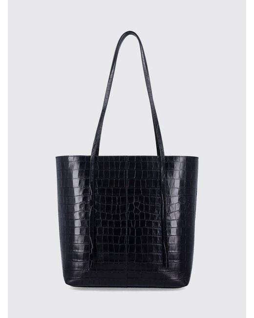 By Malene Birger Black Croc-Effect Calf Leather Shoulder Bag