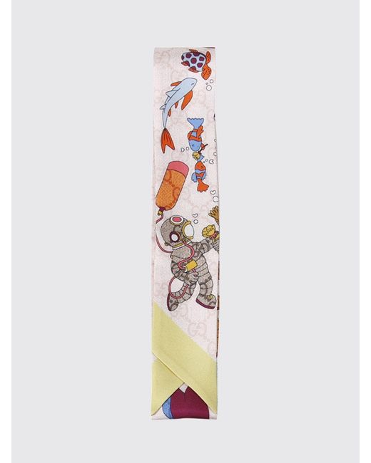 Bandeau De Sarga De Seda Con Estampado Gráfico Gucci de hombre de color White