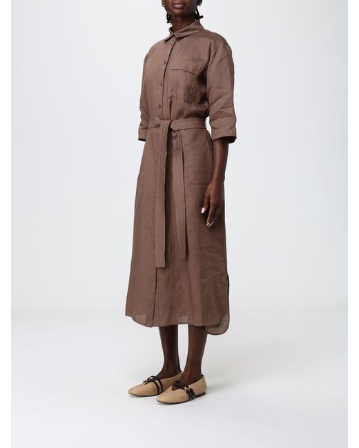 Max Mara Brown Linen Chemisier Dress
