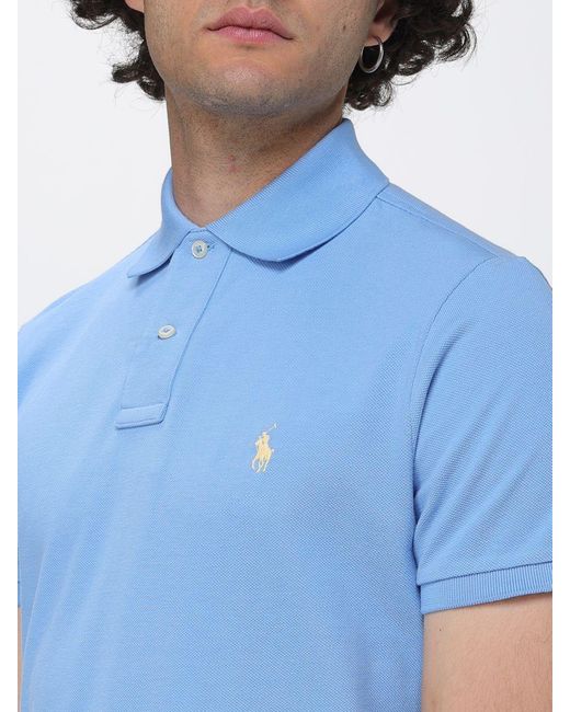 Polo Ralph Lauren Blue Cotton Polo Shirt With Pony Logo for men