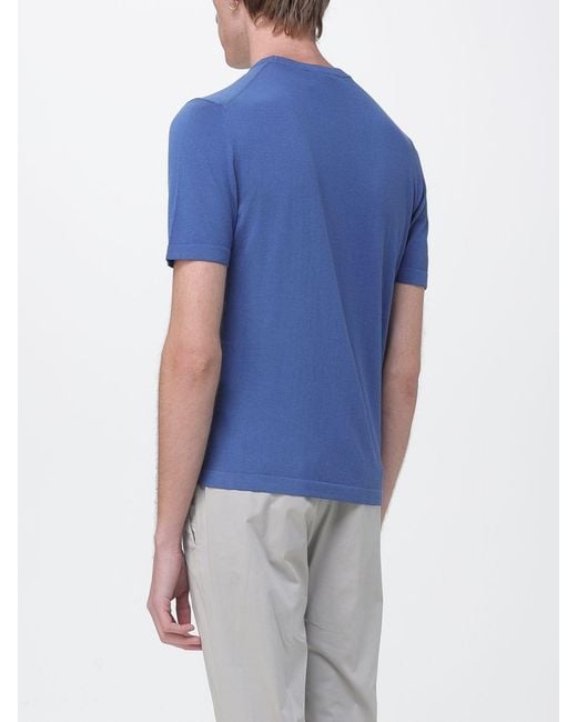 Brooksfield Blue Cotton Crew Neck Sweater for men