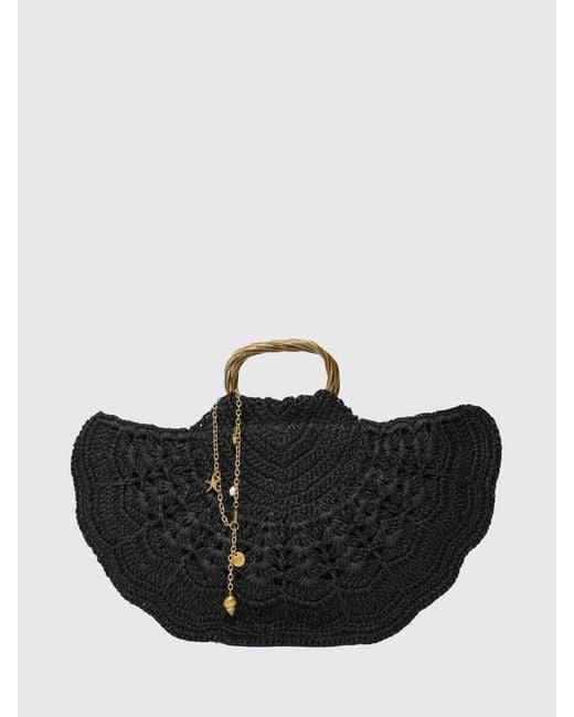 Twinset Black Crochet Raffia Handbag