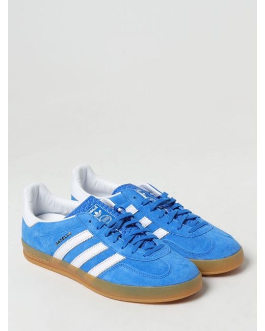 Adidas Originals Blue Gazelle Indoor Leather-trimmed Suede Sneakers