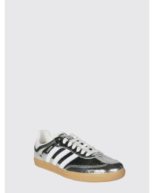 Adidas Originals White Samba Og Crackled Laminated Leather Sneakers
