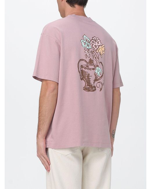 Drole de Monsieur Pink Printed Cotton T-Shirt for men