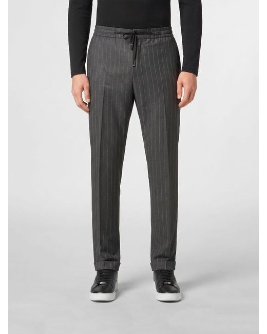 Philipp Plein Gray Slim Fit Drawstring Trousers for men