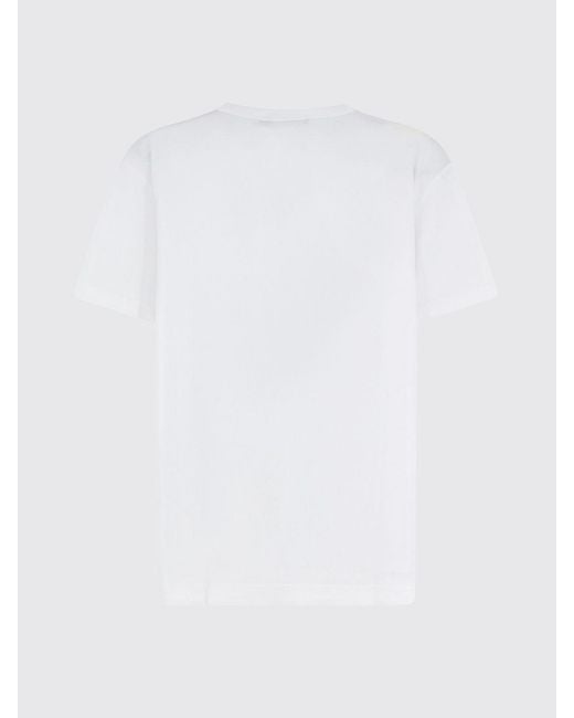 Dolce & Gabbana White Dolce &Amp Gabbana Slim Fit Contrast Logo Cotton T-Shirt for men