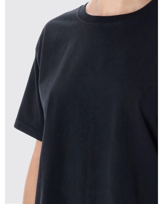 American Vintage Black Short-Sleeve Cotton T-Shirt With Dropped Shoulders