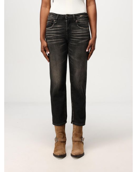 R13 Black Cropped Fit Cotton Denim Jeans