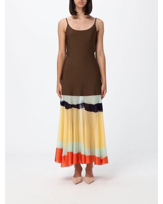 Fendi White Striped Off-The-Shoulder Viscose-Blend Midi Dress