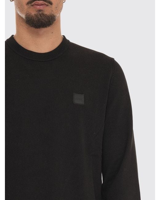 Boss Black Cotton And Cashmere Crew Neck Sweater for men